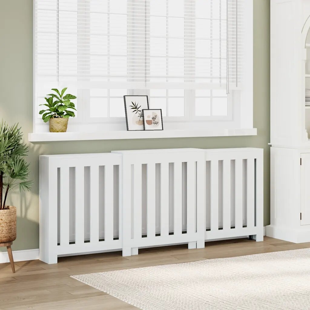 vidaXL Капак за радиатор бял 205x215x835 см инженерно дърво