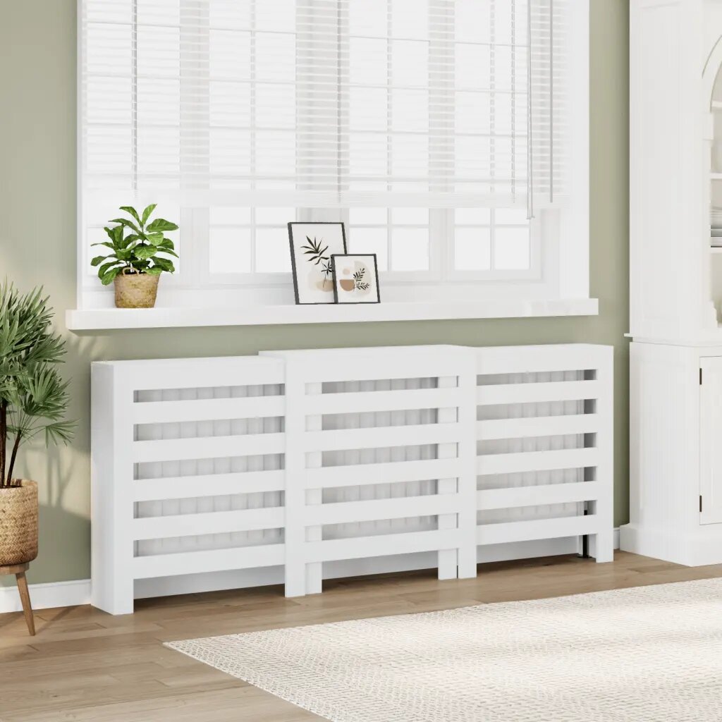 vidaXL Капак за радиатор бял 205x215x835 см инженерно дърво