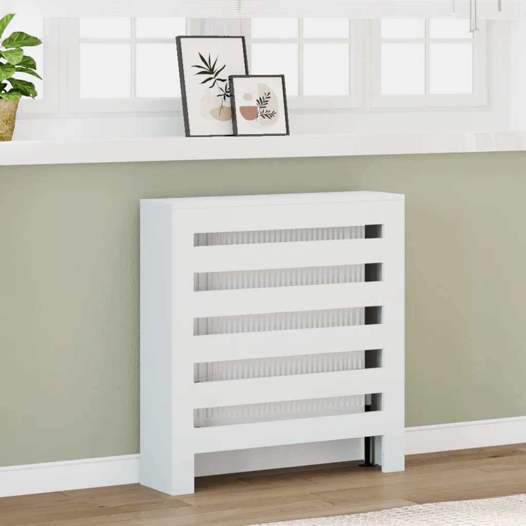 vidaXL Капак за радиатор бял 78x20x82 см инженерно дърво