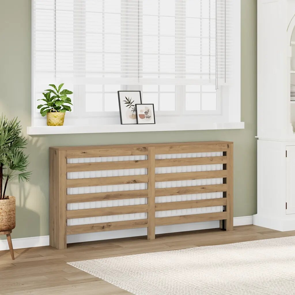 vidaXL Капак за радиатор дъб артизан 149x20x82 см инженерно дърво