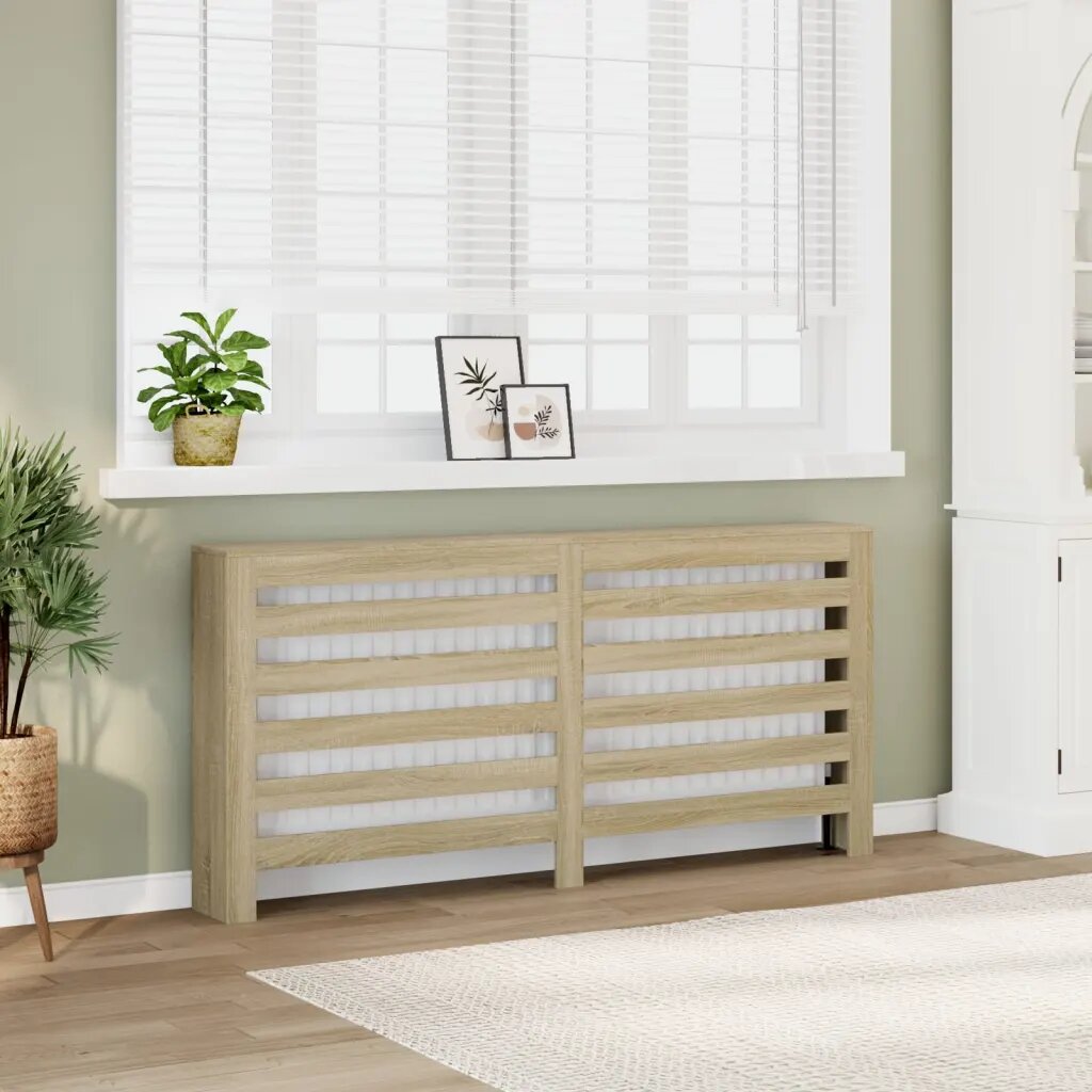 vidaXL Капак за радиатор дъб сонома 175x20x82 см инженерно дърво