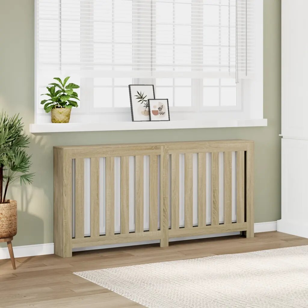 vidaXL Капак за радиатор дъб сонома 175x20x82 см инженерно дърво