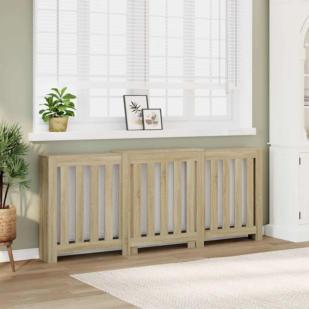 vidaXL Капак за радиатор дъб сонома 205x215x835см инженерно дърво