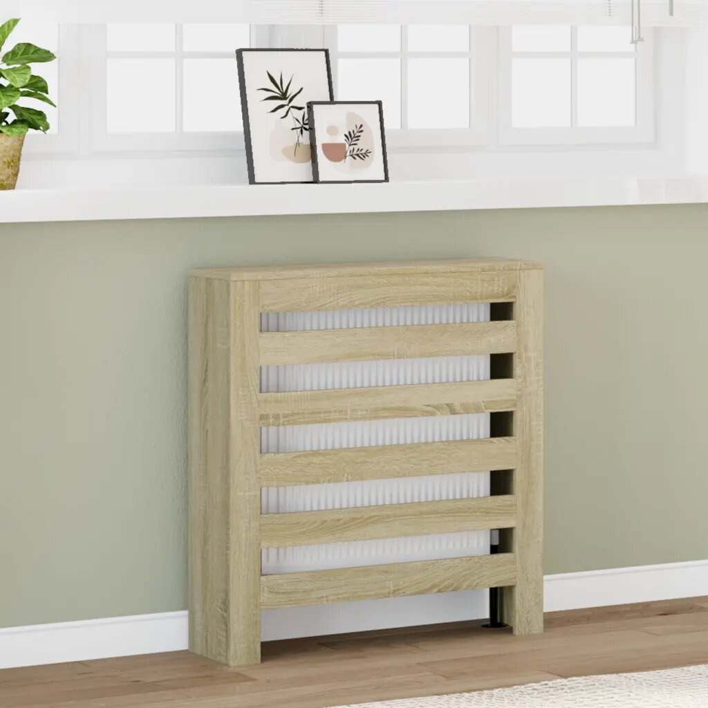 vidaXL Капак за радиатор дъб сонома 78x20x82 см инженерно дърво