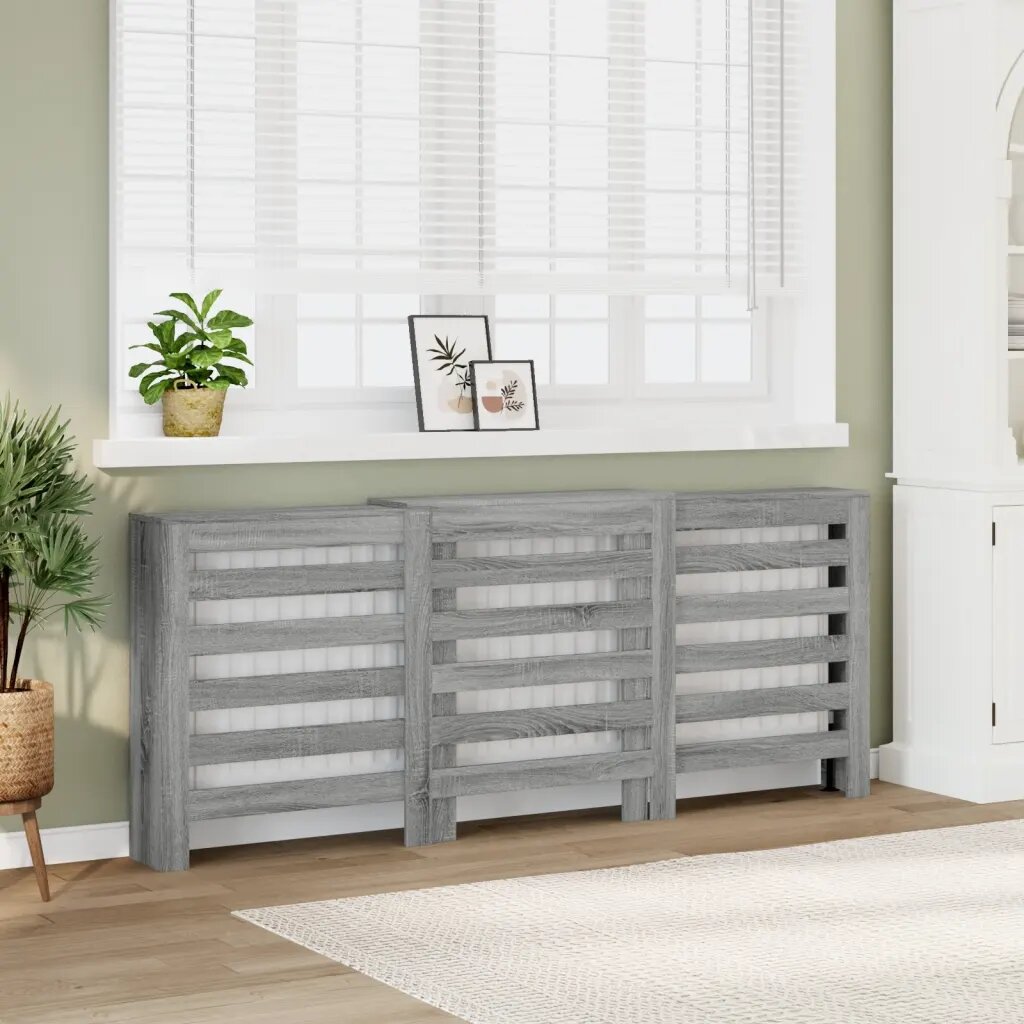vidaXL Капак за радиатор сив сонома 205x215x835см инженерно дърво