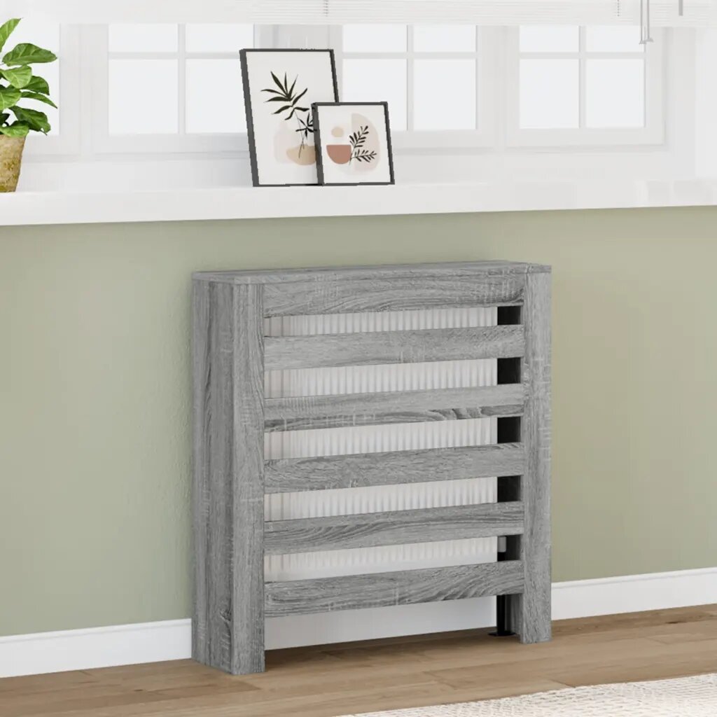 vidaXL Капак за радиатор сив сонома 78x20x82 см инженерно дърво