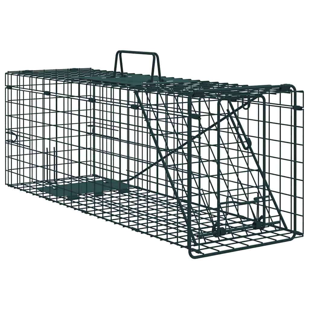 vidaXL Капан за животни Зелен 61 x 20 x 215 см Стомана