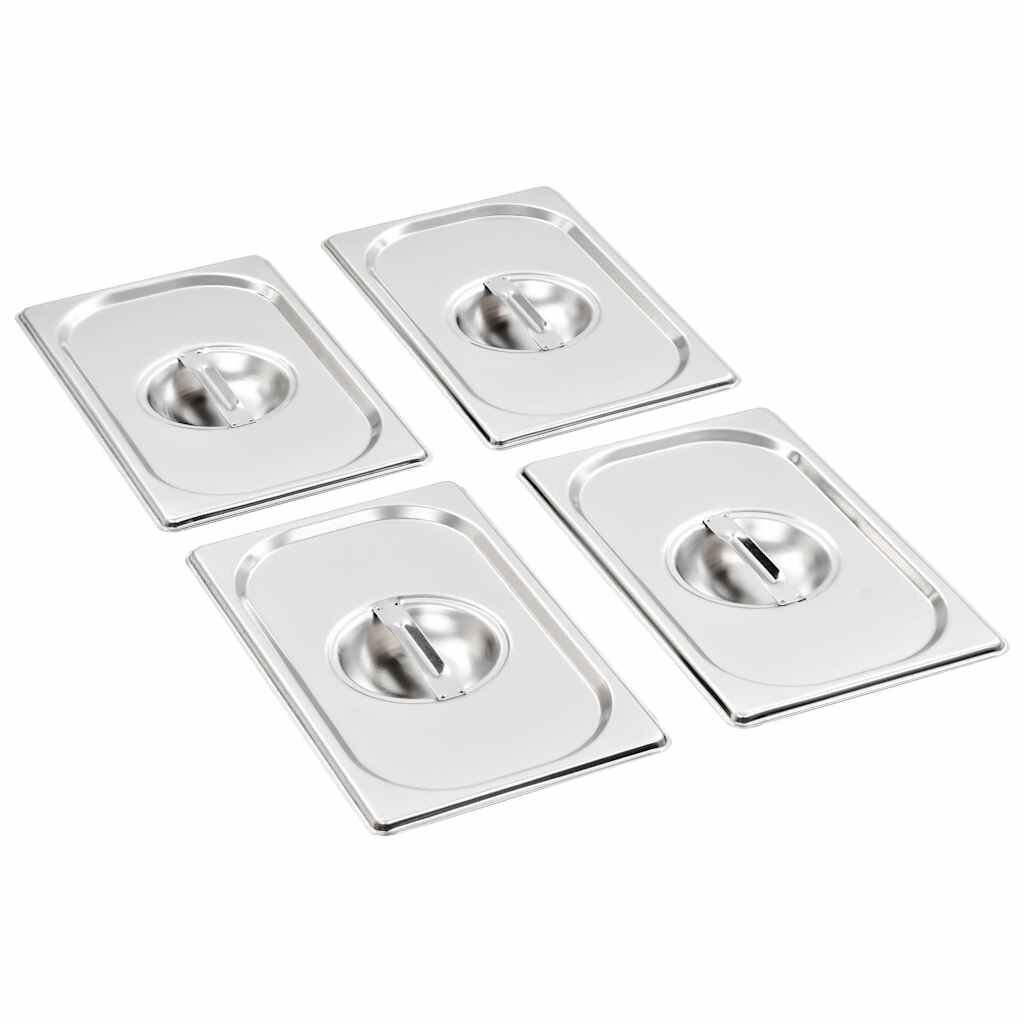 vidaXL Капаци за GN 1/4 съдове 4 бр неръждаема стомана