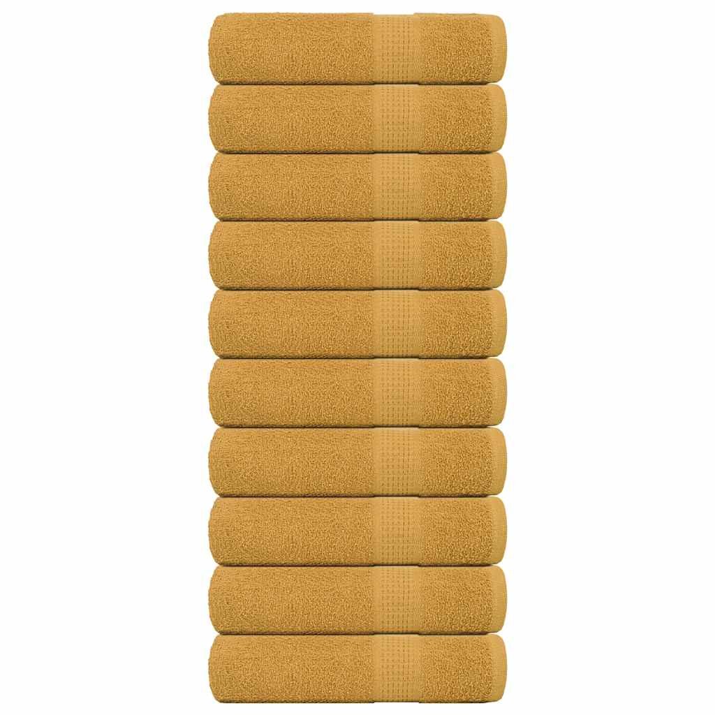 vidaXL Кърпи за баня FROGN 10 бр. Златни 100x150 см 360 г/м²