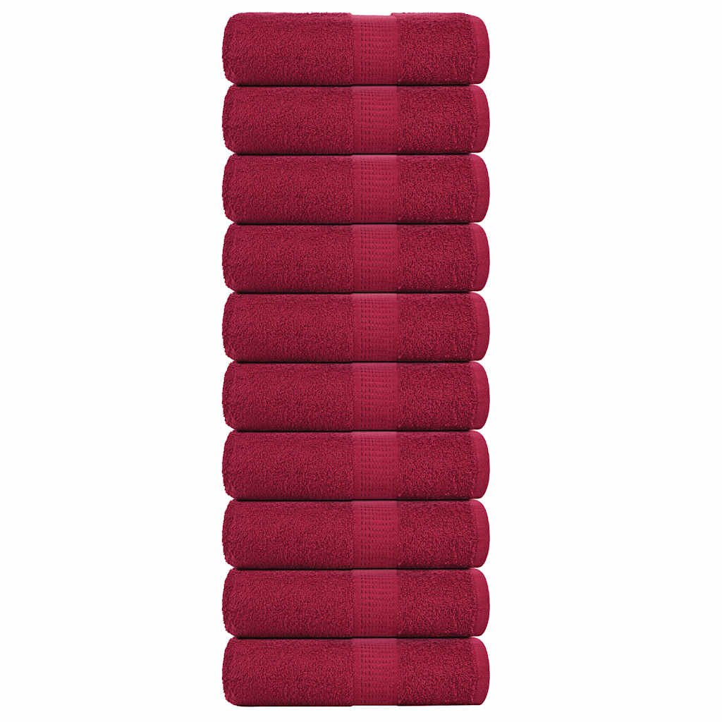 vidaXL Кърпи за гости FROGN 10 бр. бордо 30x50 см 360 г/м²