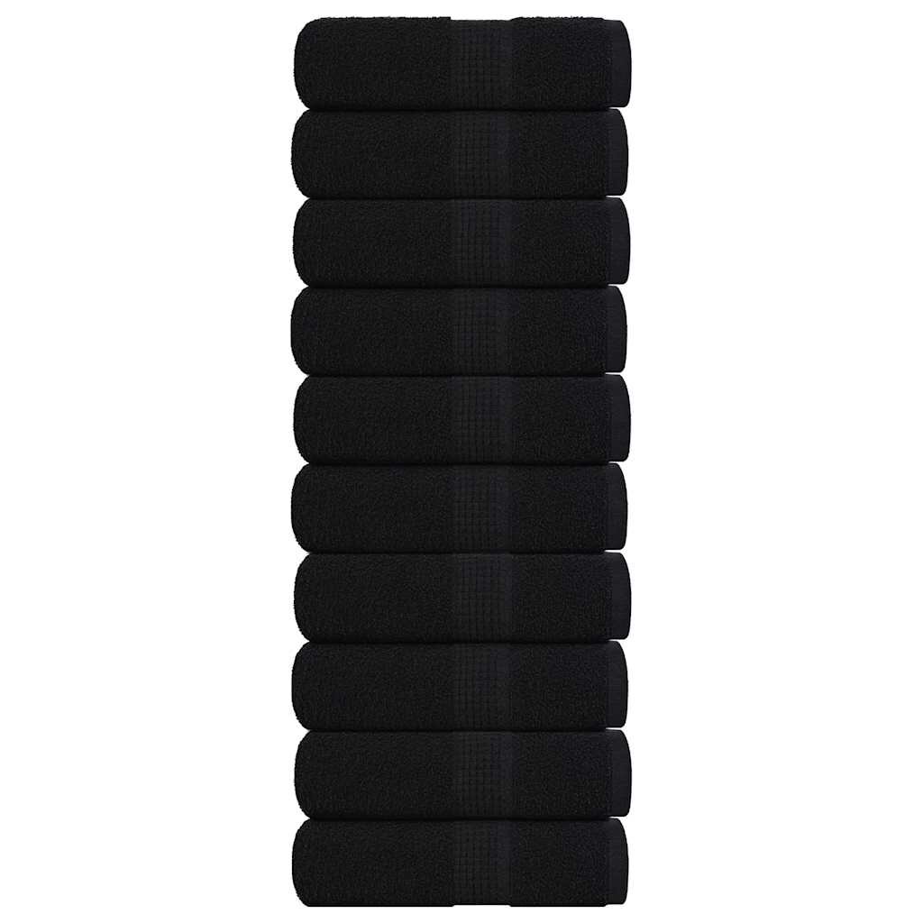 vidaXL Кърпи за гости FROGN 10 бр. Черни 30x50 см 360 г/м²