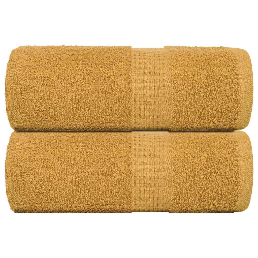 vidaXL Кърпи за гости FROGN 2 бр. Златисти 30x50 см 360 г/м²