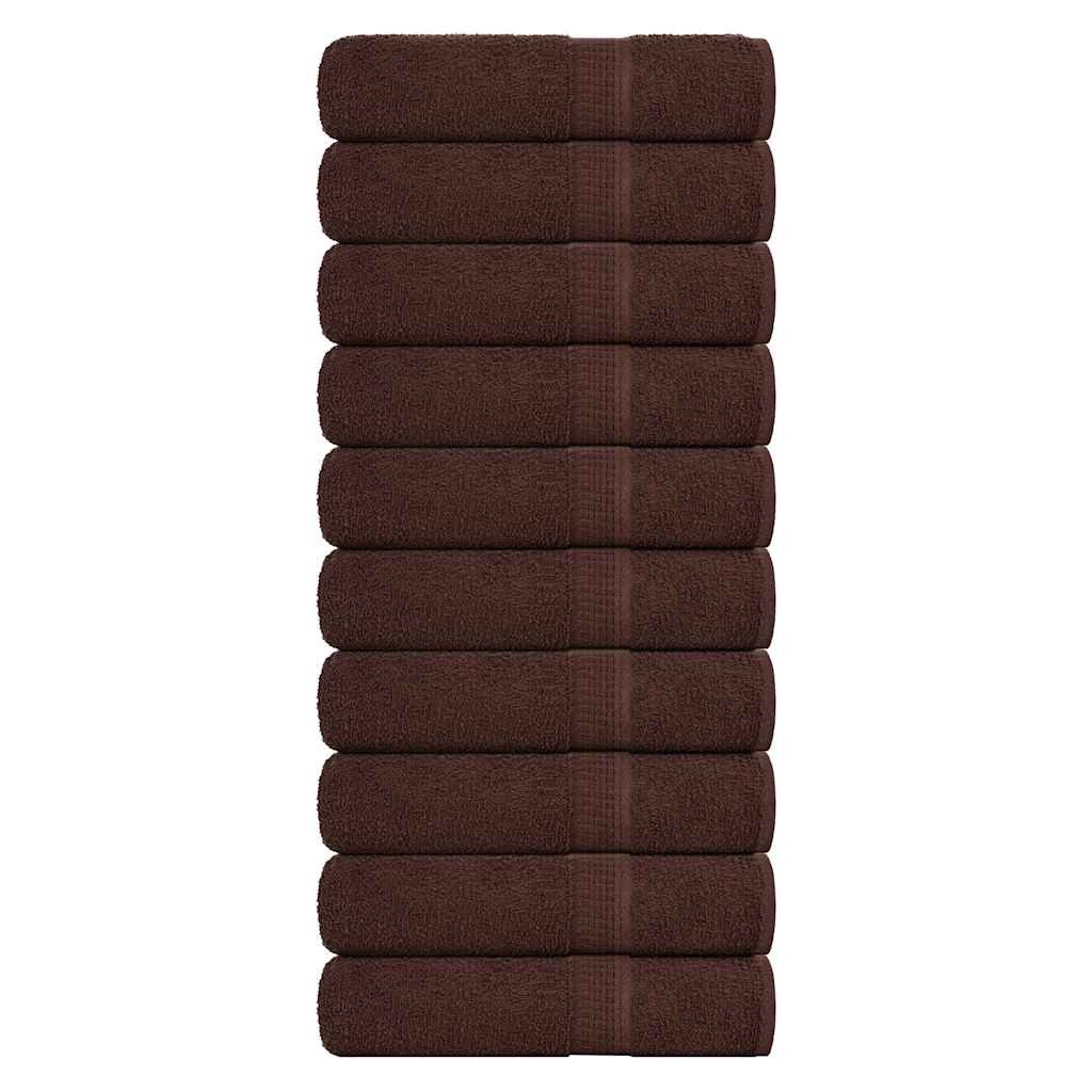 vidaXL Кърпи за ръце FROGN 10 бр. Кафяви 50x100 см 360 г/м²