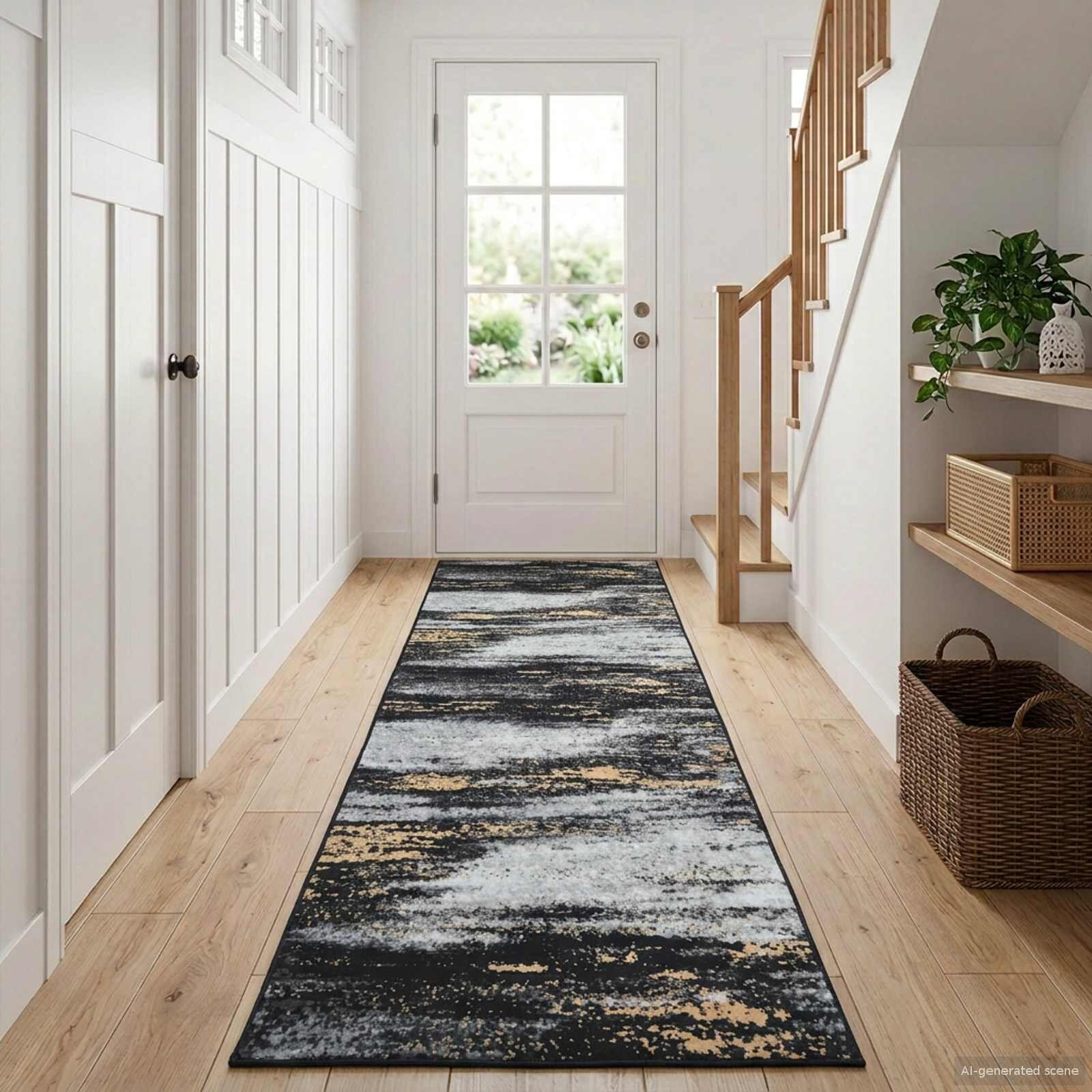 vidaXL Каса за килим LESAKA Черен и златен 100 x 250 cm