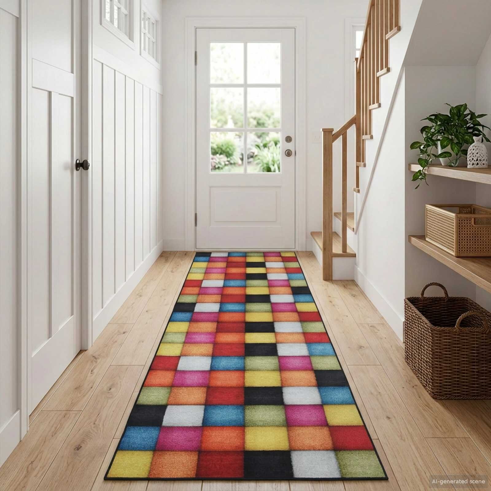 vidaXL Каса за килим LESAKA цветно 100 x 200 cm Диамантен велур