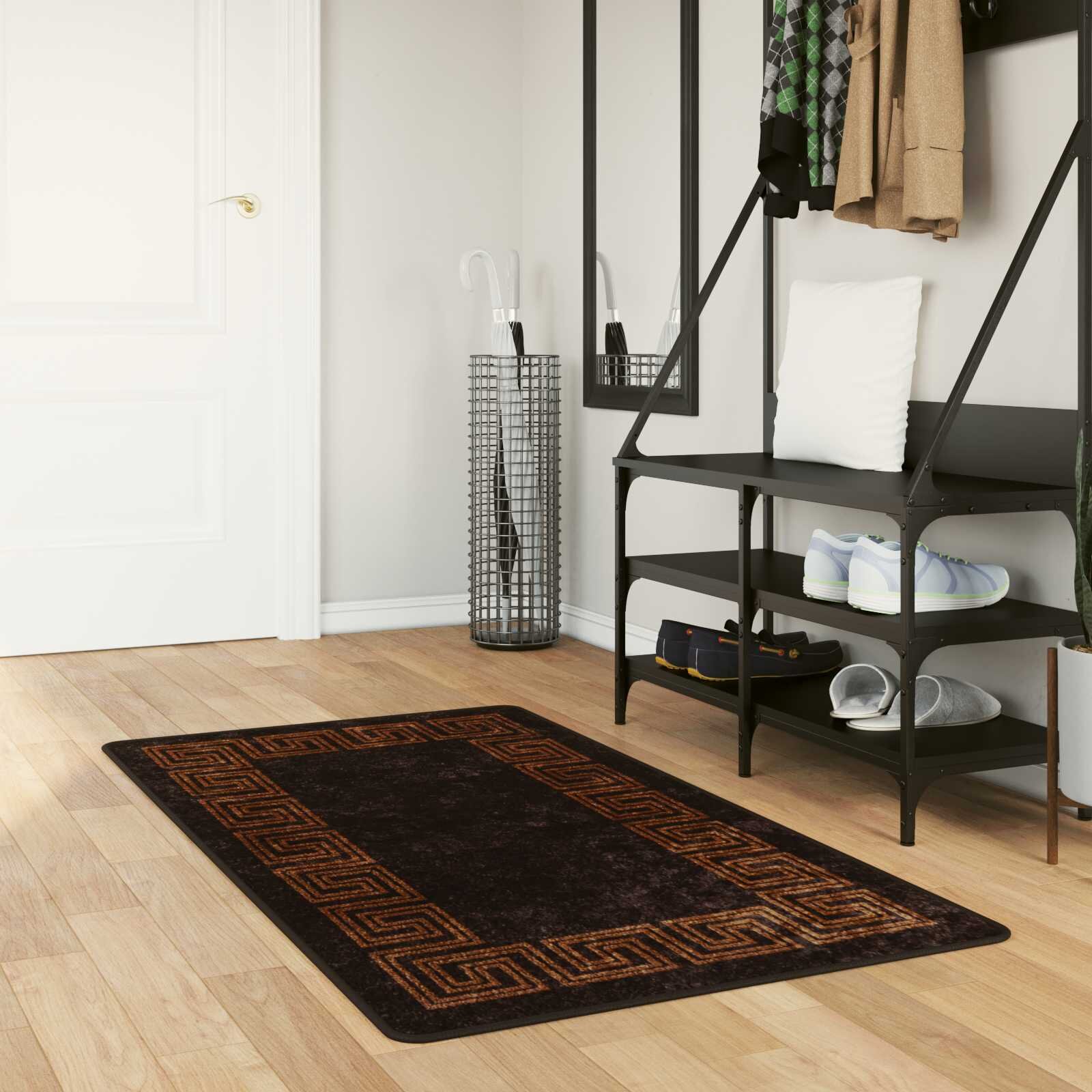 vidaXL Каса за килим MARSA Черно 100 x 150 cm Полиестер и PVC