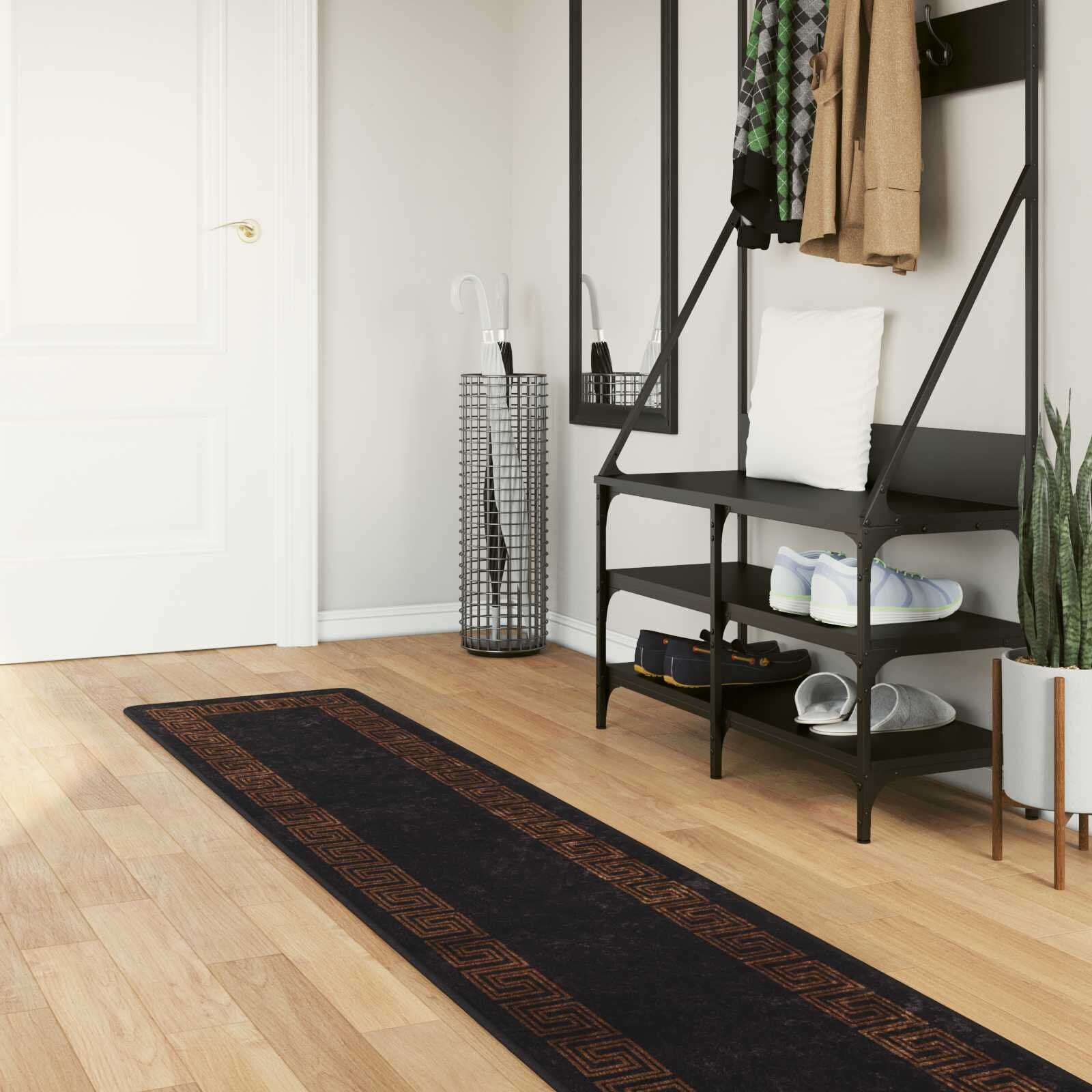 vidaXL Каса за килим MARSA Черно 50 x 400 см Полиестер и PVC