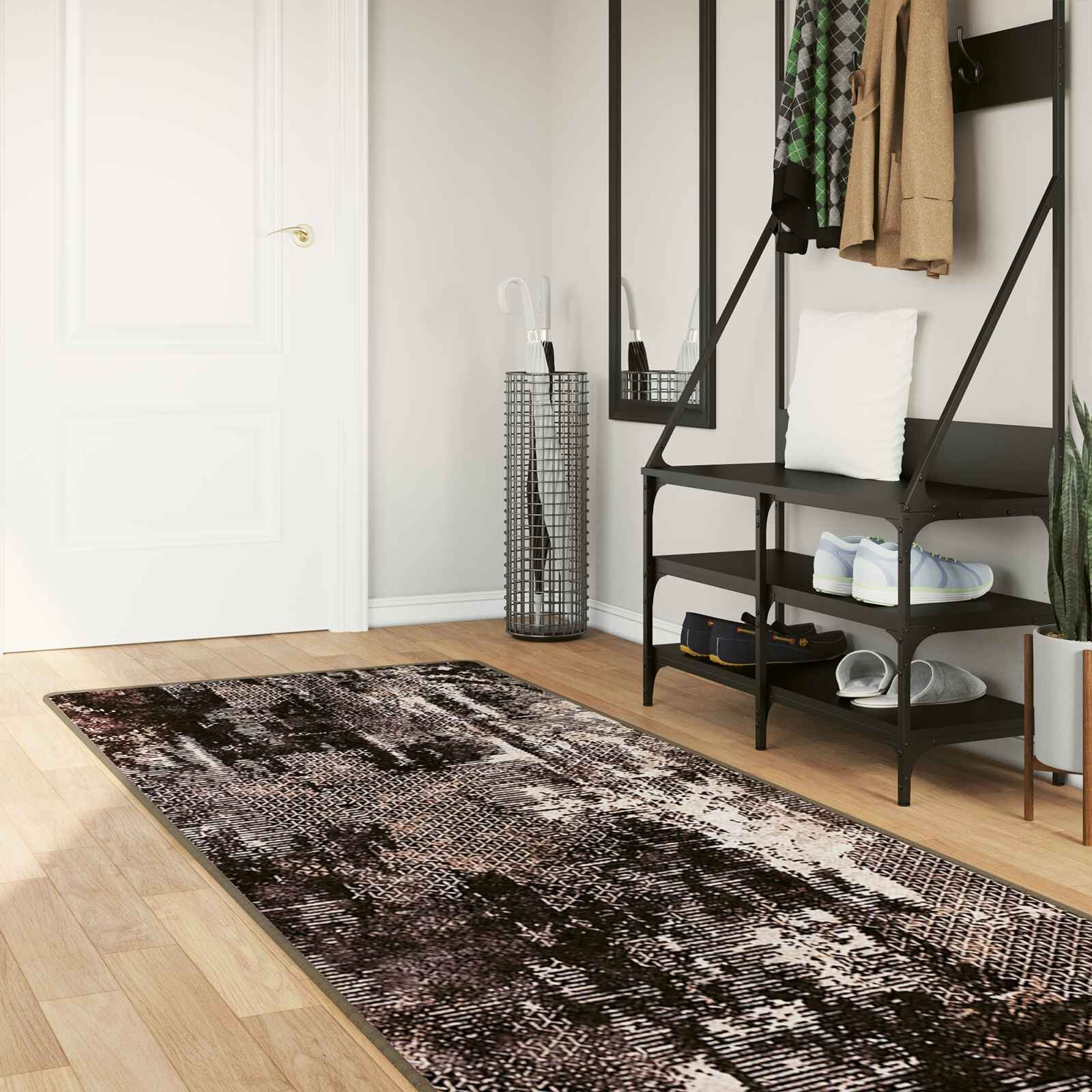 vidaXL Каса за килим MARSA Черно 80 x 250 cm Полиестер и PVC