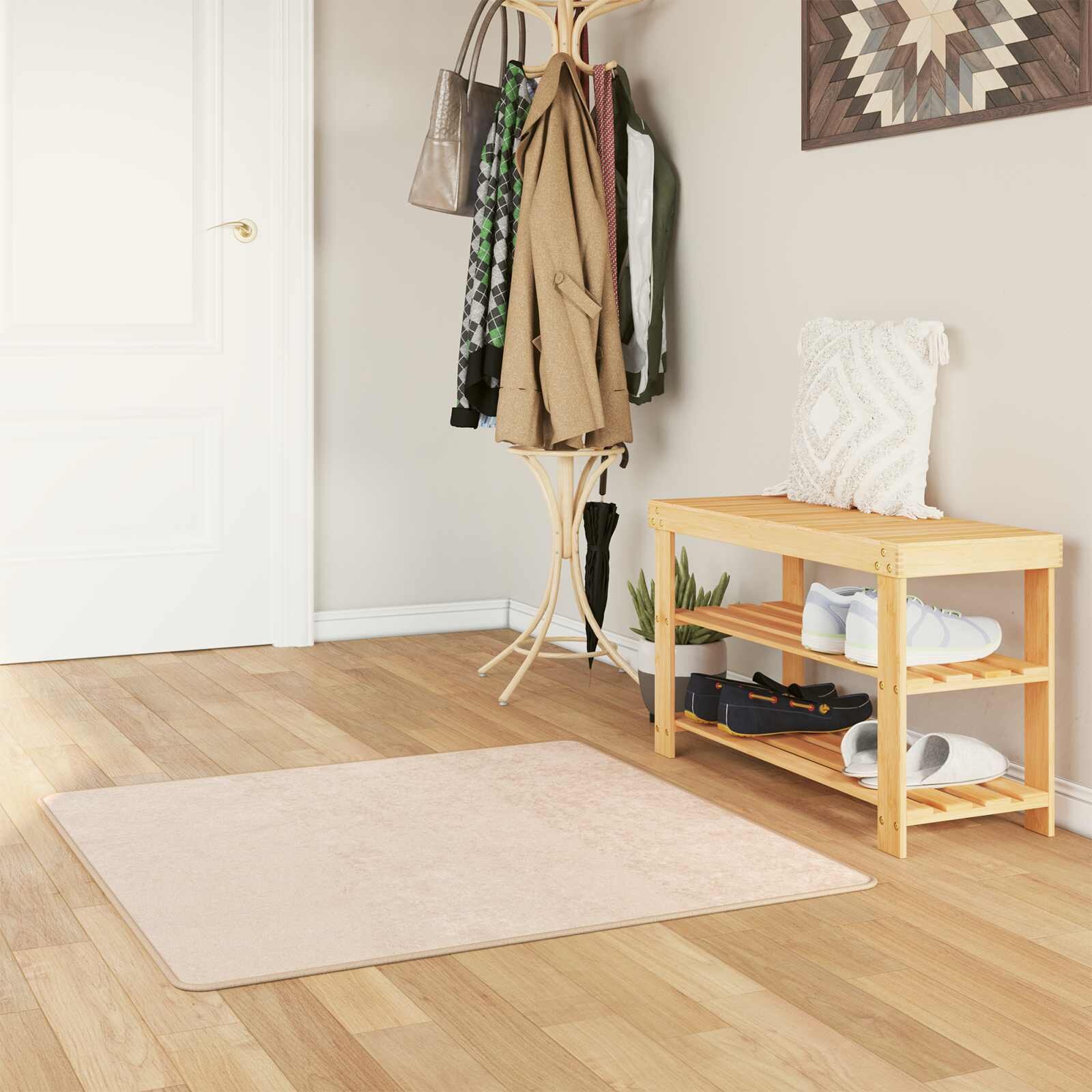 vidaXL Каса за килим MARSA Кремаво 100 x 100 cm Полиестер и PVC