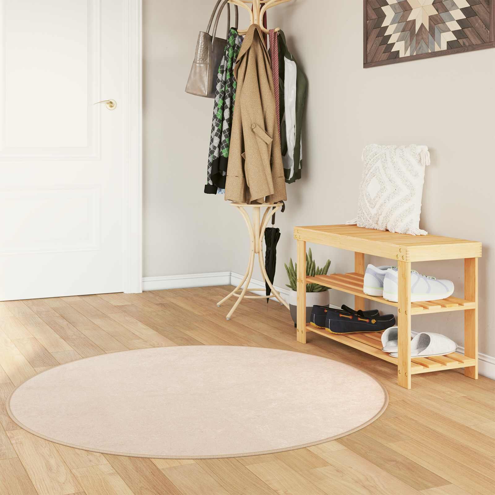 vidaXL Каса за килим MARSA Кремаво 120 x 120 cm Полиестер и PVC