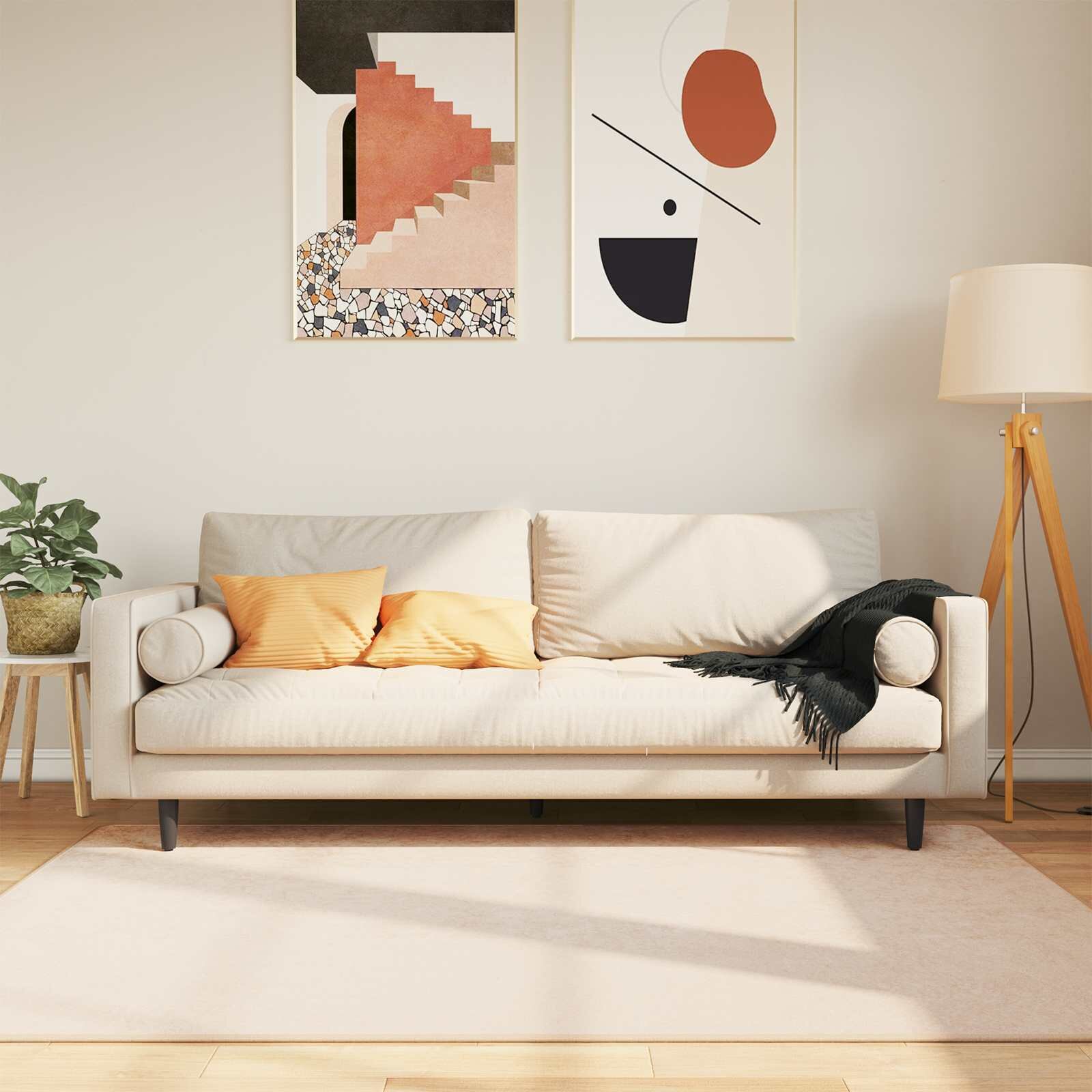vidaXL Каса за килим MARSA Кремаво 120 x 170 cm Полиестер и PVC