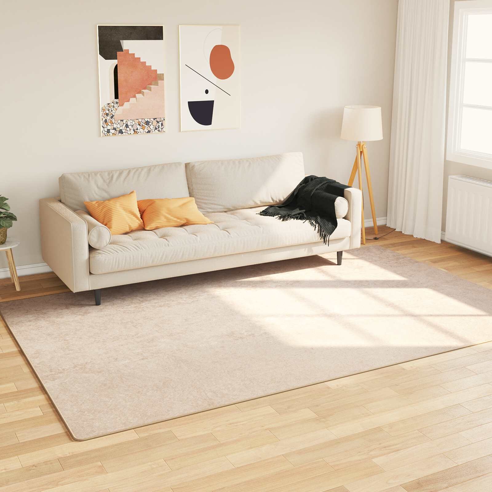 vidaXL Каса за килим MARSA Кремаво 190 x 300 см Полиестер и PVC