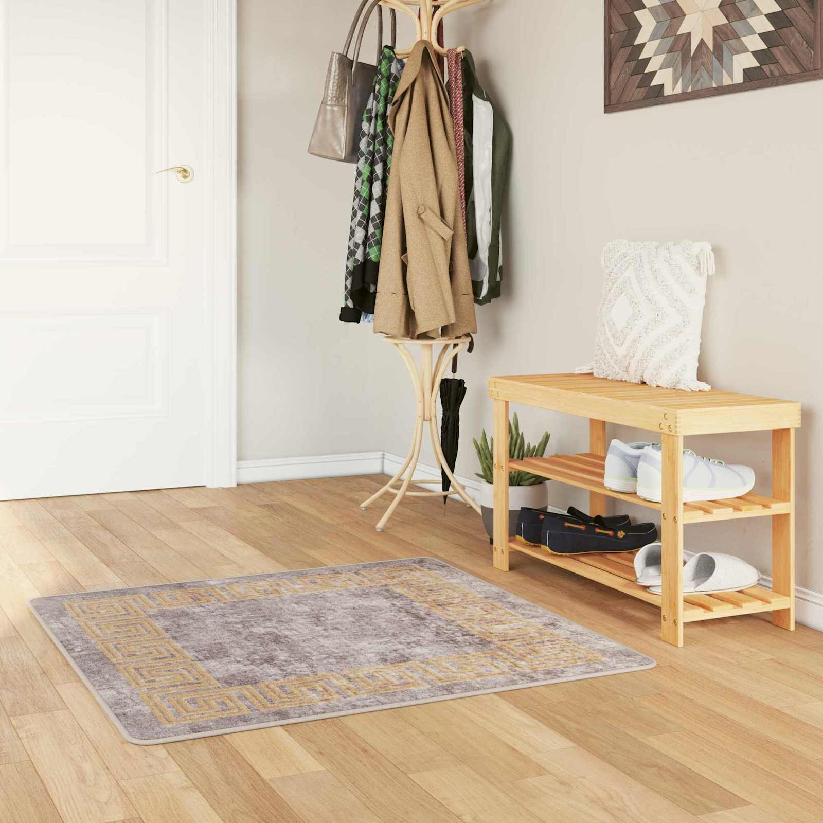 vidaXL Каса за килим MARSA Сиво 100 x 100 cm Полиестер и PVC