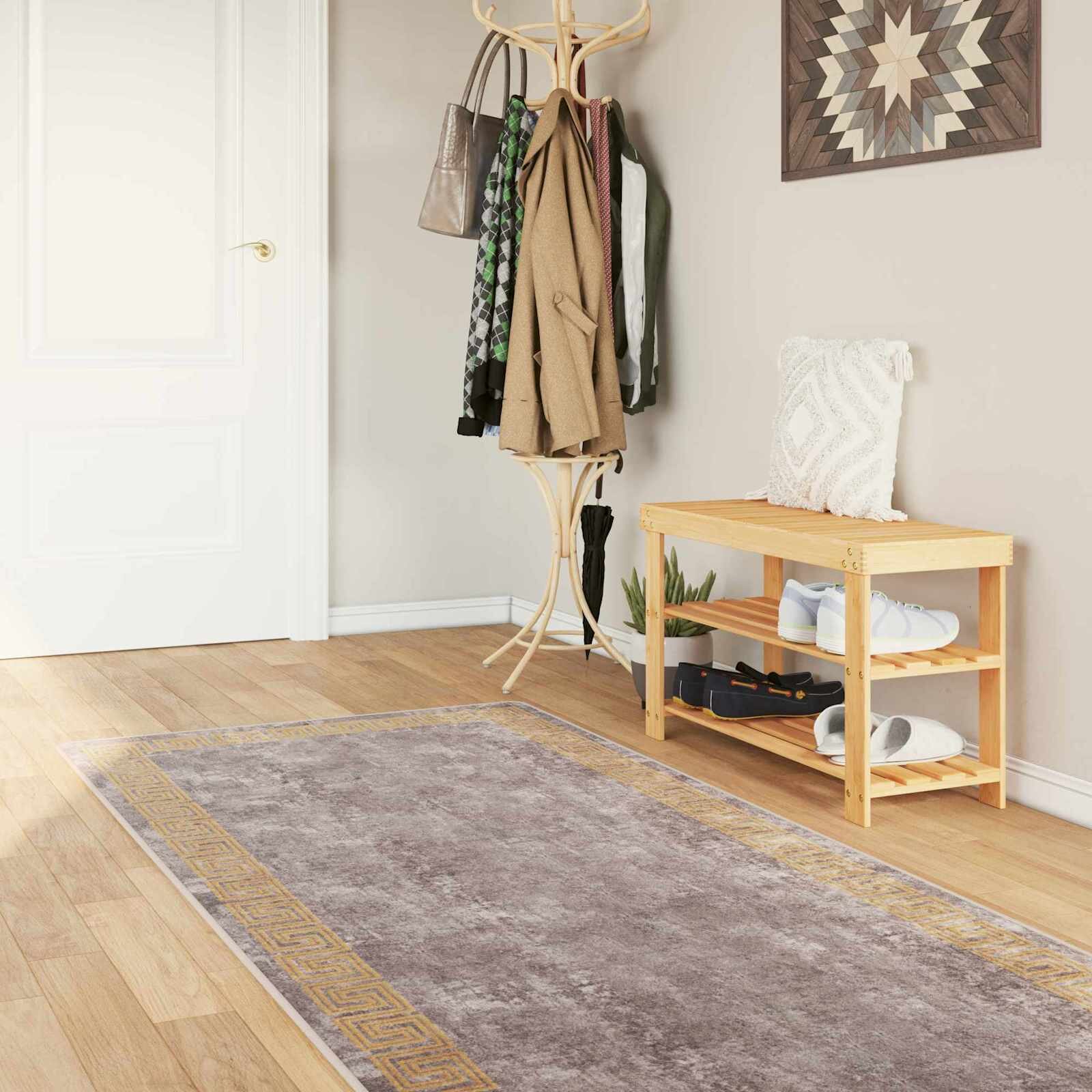 vidaXL Каса за килим MARSA Сиво 100 x 350 см Полиестер и PVC