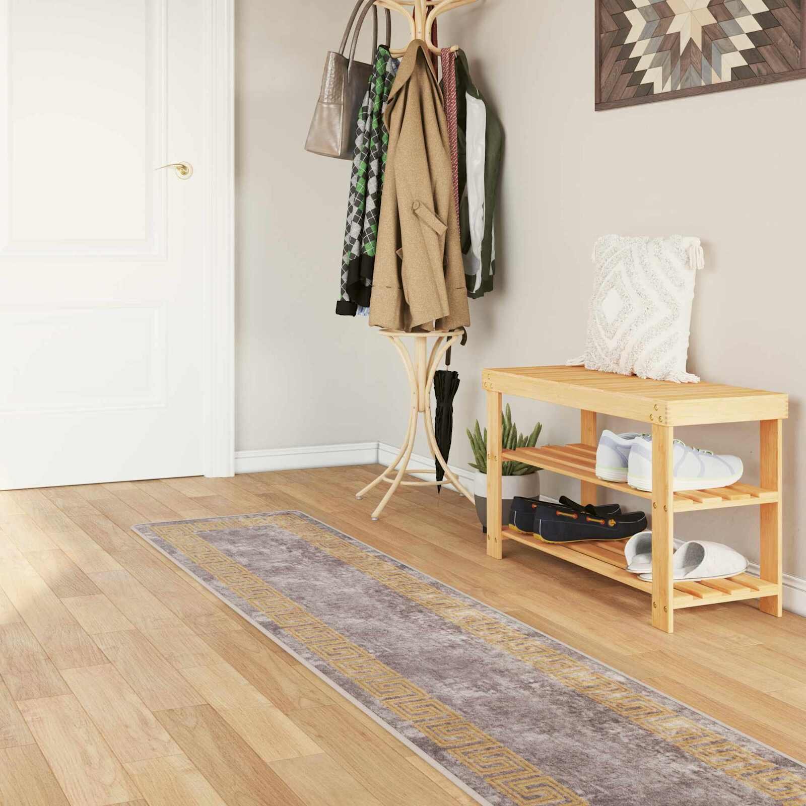 vidaXL Каса за килим MARSA Сиво 50 x 350 см Полиестер и PVC