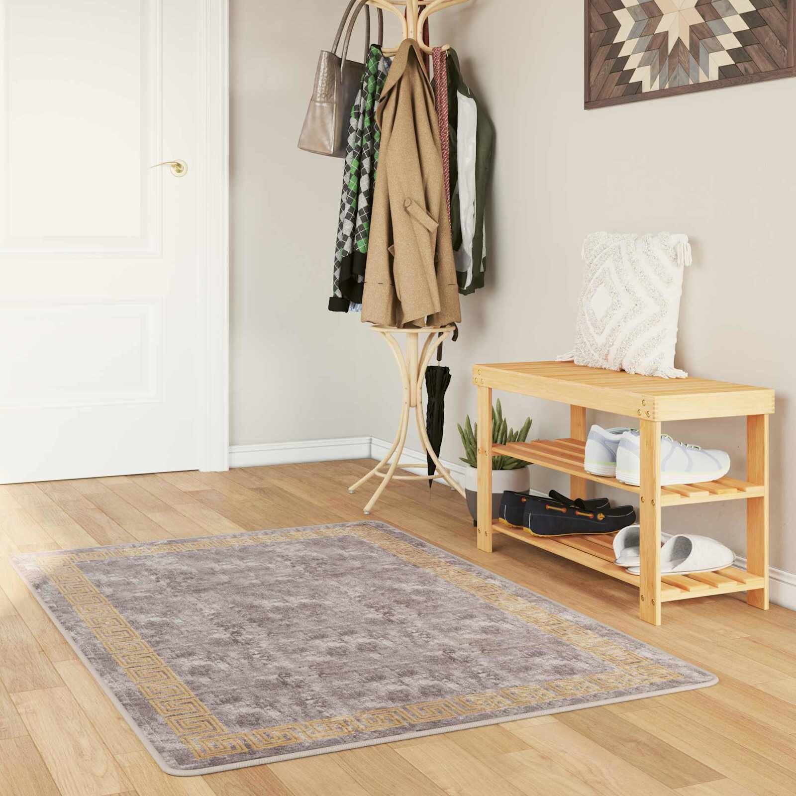 vidaXL Каса за килим MARSA Сиво 80 x 100 cm Полиестер и PVC