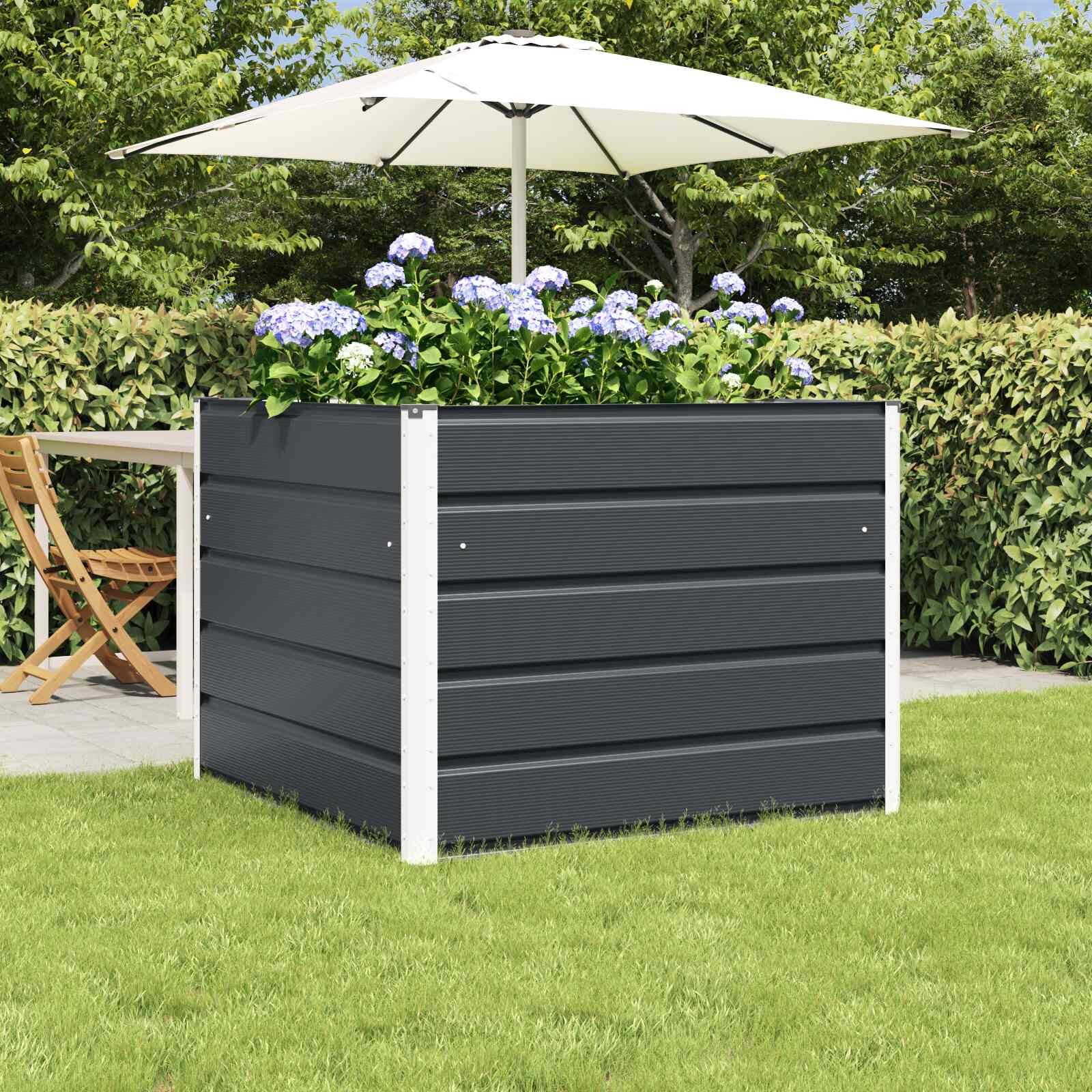 vidaXL Кашпа Антрацит 100 x 100 x 75 см Стомана