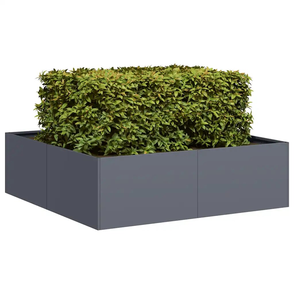 vidaXL Кашпа антрацит 100x100x30 см стомана