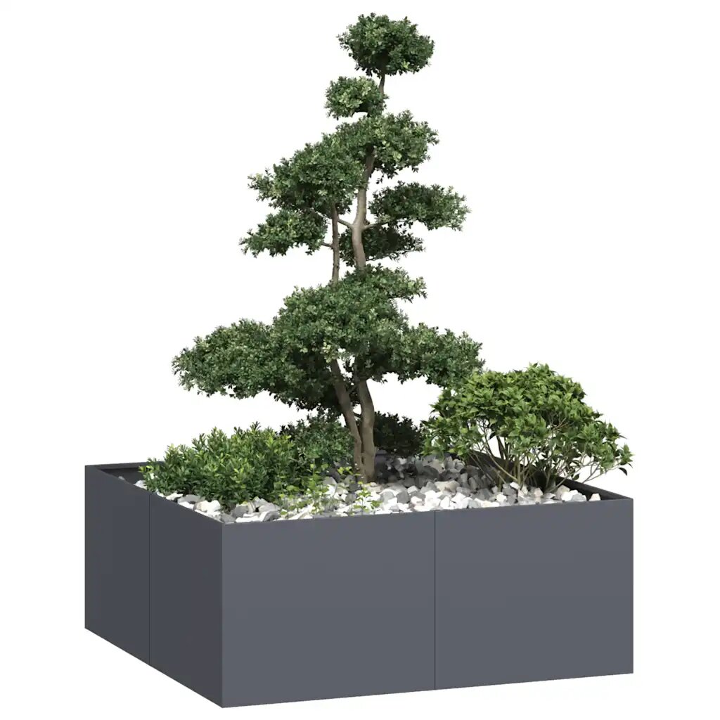 vidaXL Кашпа антрацит 100x100x40 см стомана
