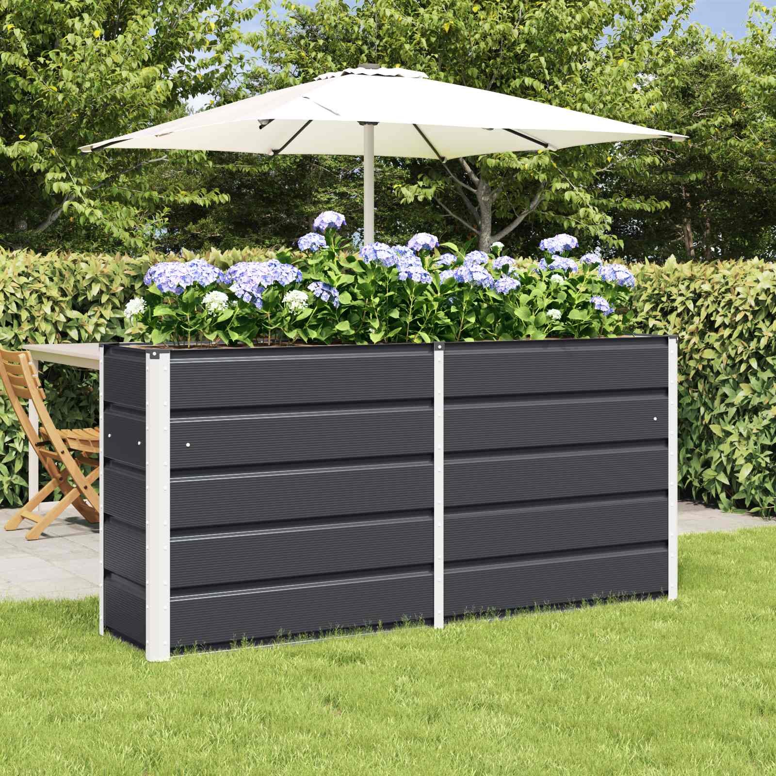 vidaXL Кашпа Антрацит 160 x 40 x 75 см Стомана