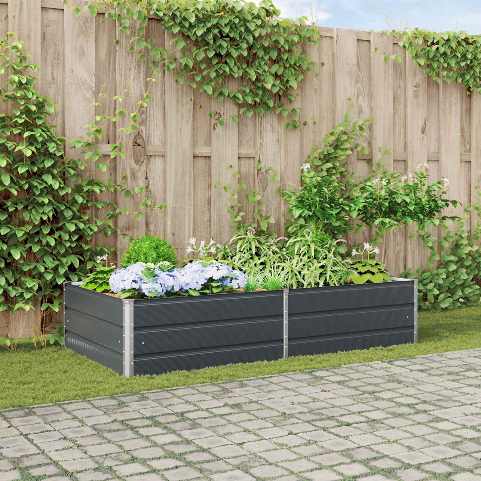 vidaXL Кашпа Антрацит 195 x 100 x 45 см Поцинкована стомана