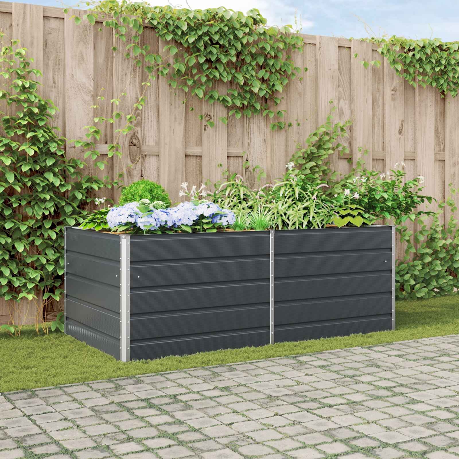 vidaXL Кашпа Антрацит 195 x 100 x 75 см Поцинкована стомана