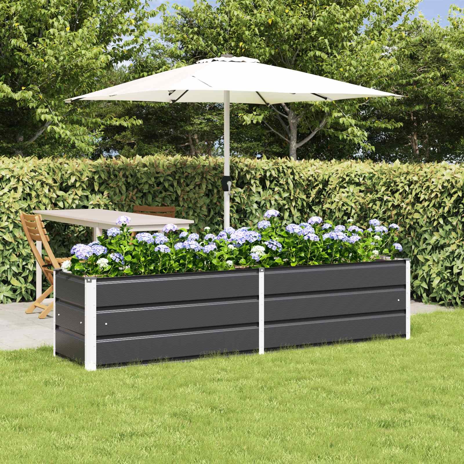 vidaXL Кашпа Антрацит 195 x 50 x 45 см Галванизирана стомана