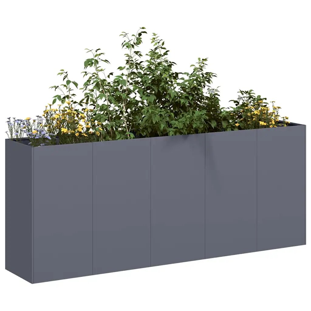 vidaXL Кашпа антрацит 200x40x80 см студеновалцувана стомана