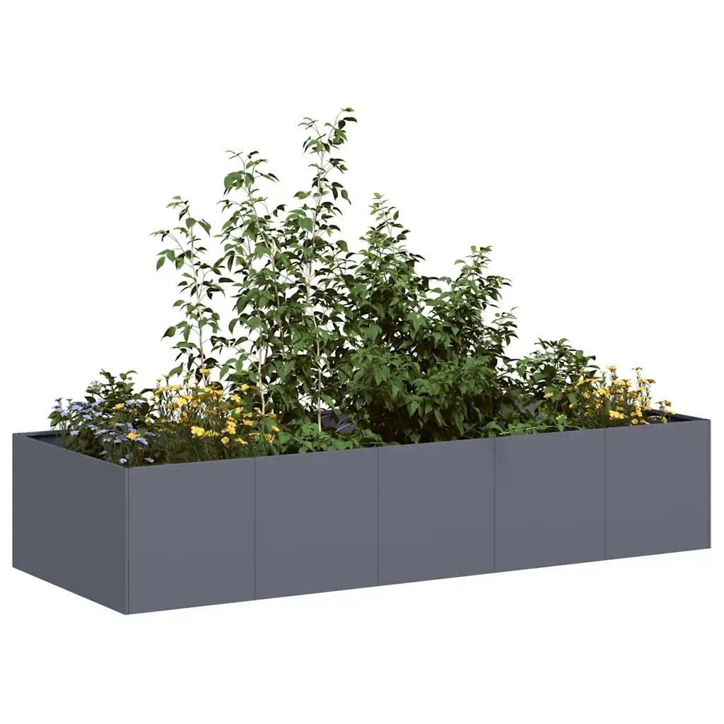 vidaXL Кашпа антрацит 200x80x40 см стомана