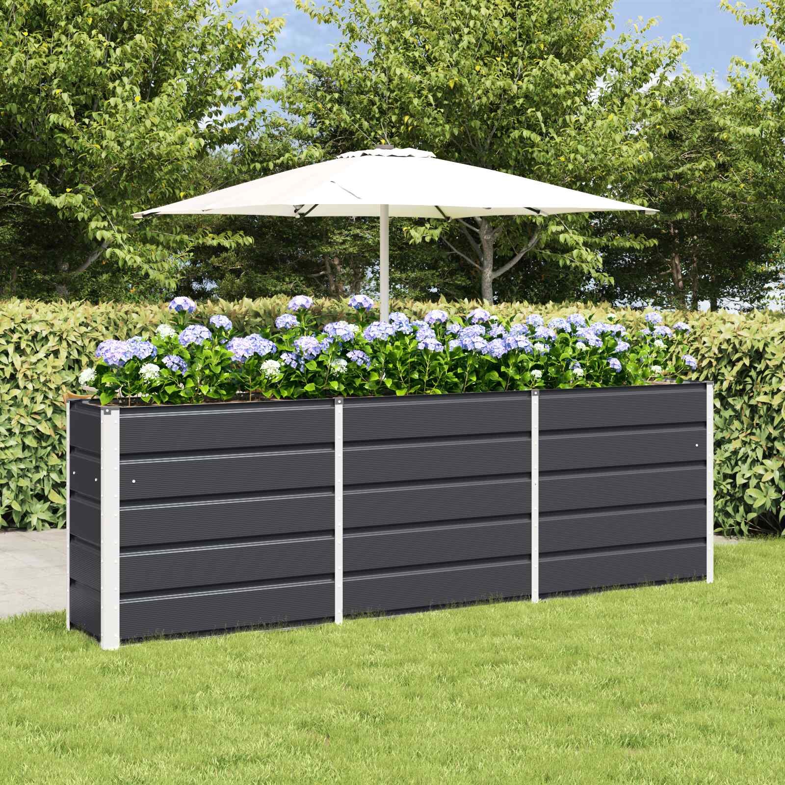 vidaXL Кашпа Антрацит 240 x 40 x 75 см Стомана