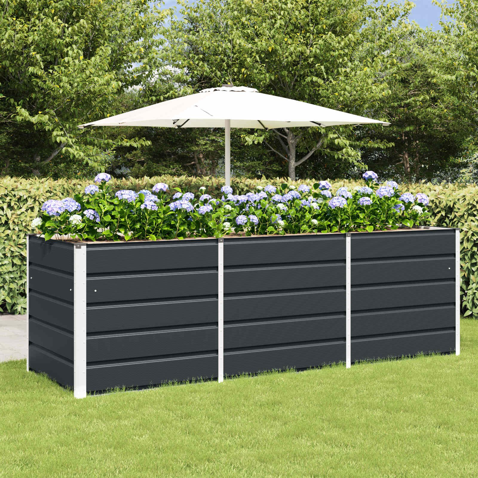 vidaXL Кашпа Антрацит 240 x 80 x 75 см Стомана