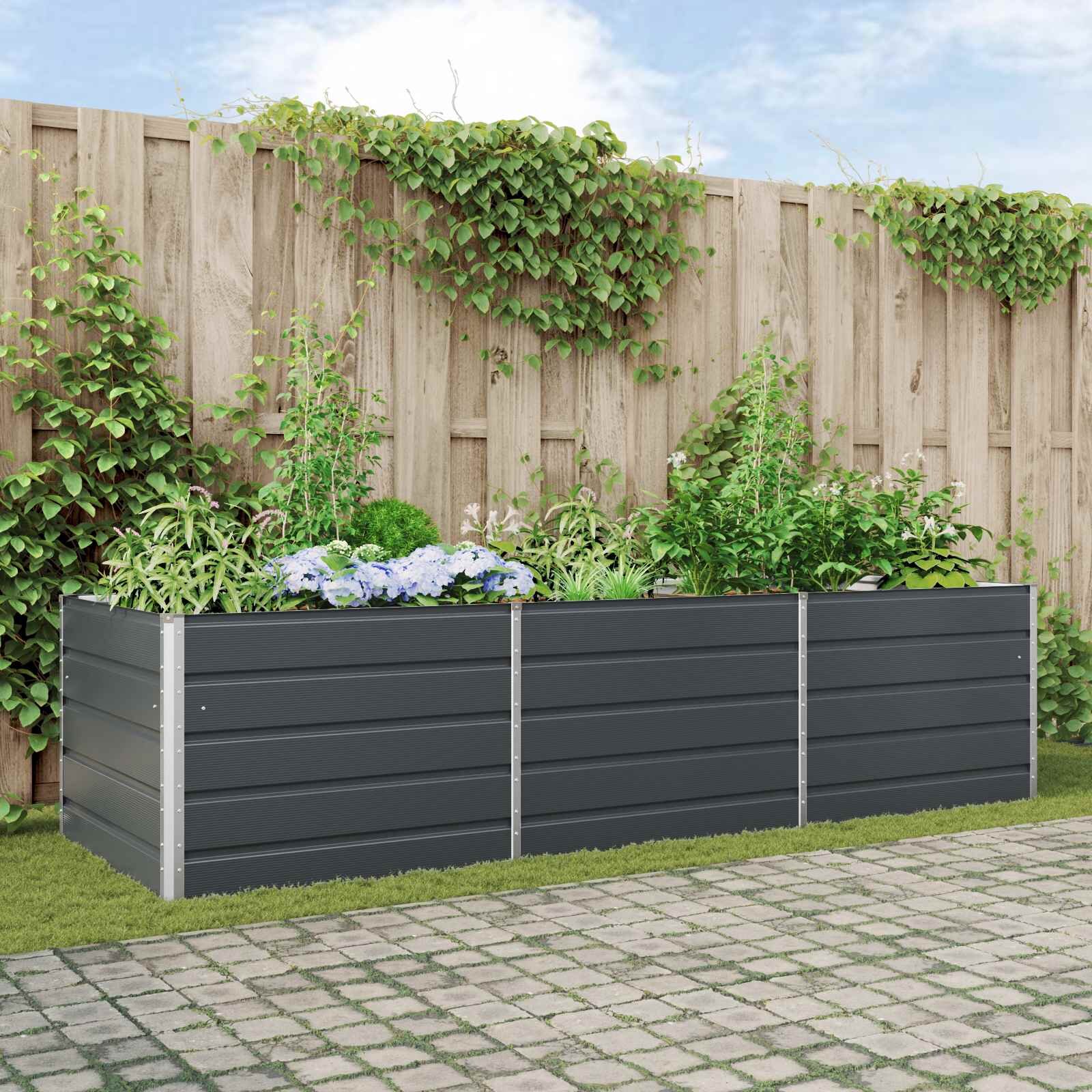 vidaXL Кашпа Антрацит 290 x 100 x 75 см Поцинкована стомана