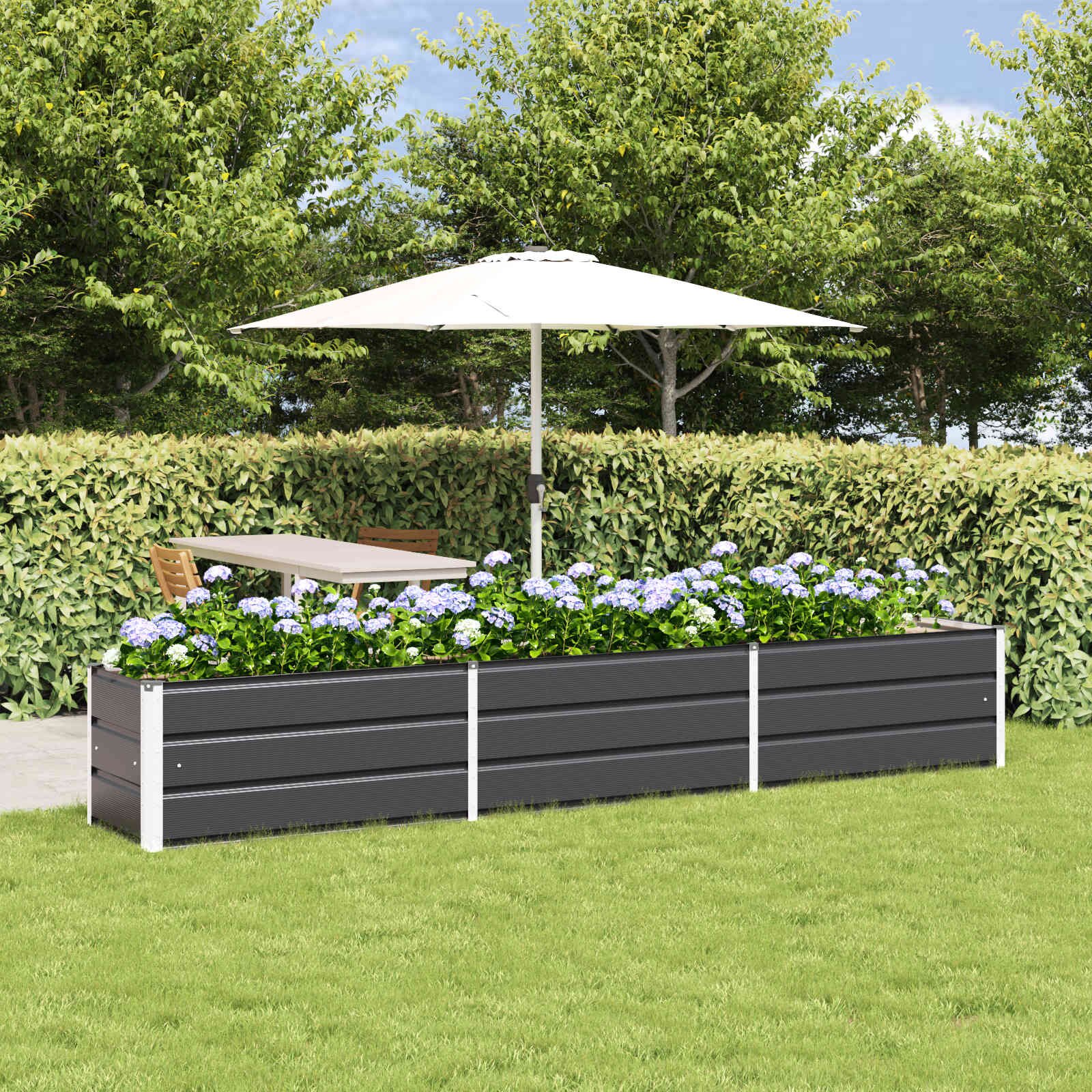 vidaXL Кашпа Антрацит 290 x 50 x 45 см Галванизирана стомана