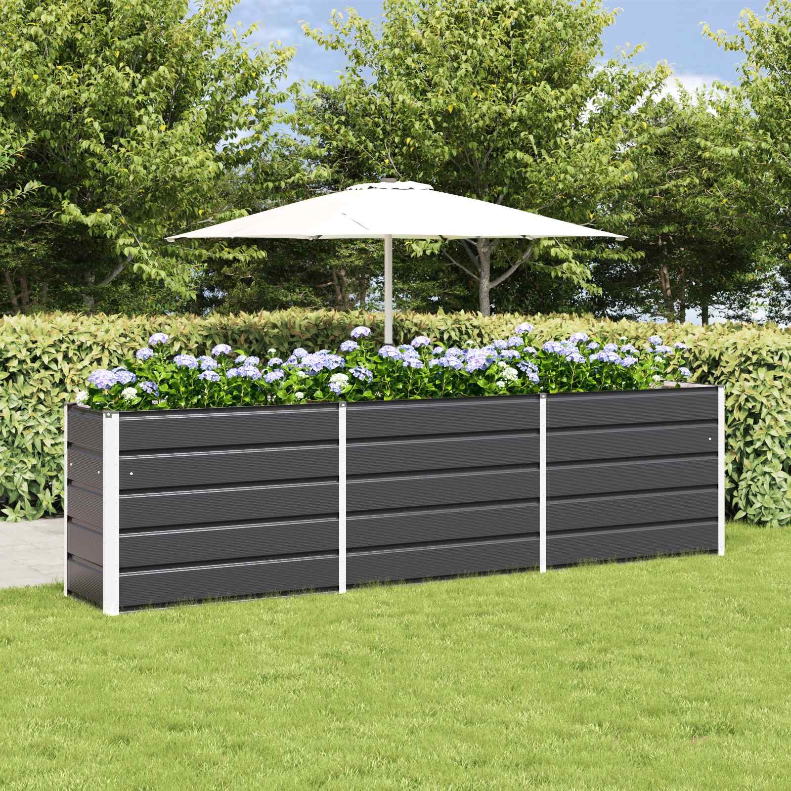 vidaXL Кашпа Антрацит 290 x 50 x 75 см Галванизирана стомана