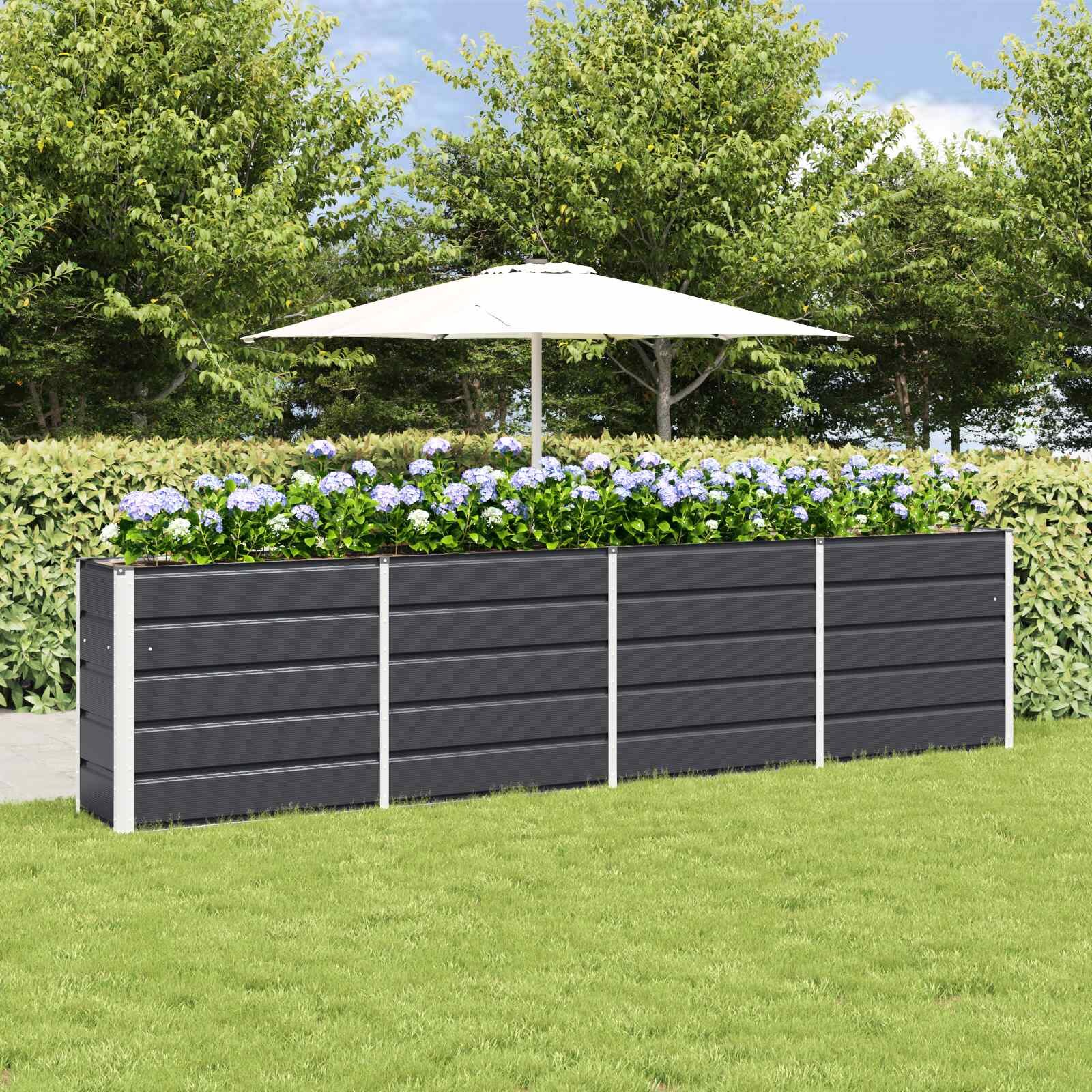 vidaXL Кашпа Антрацит 320 x 40 x 75 см Стомана