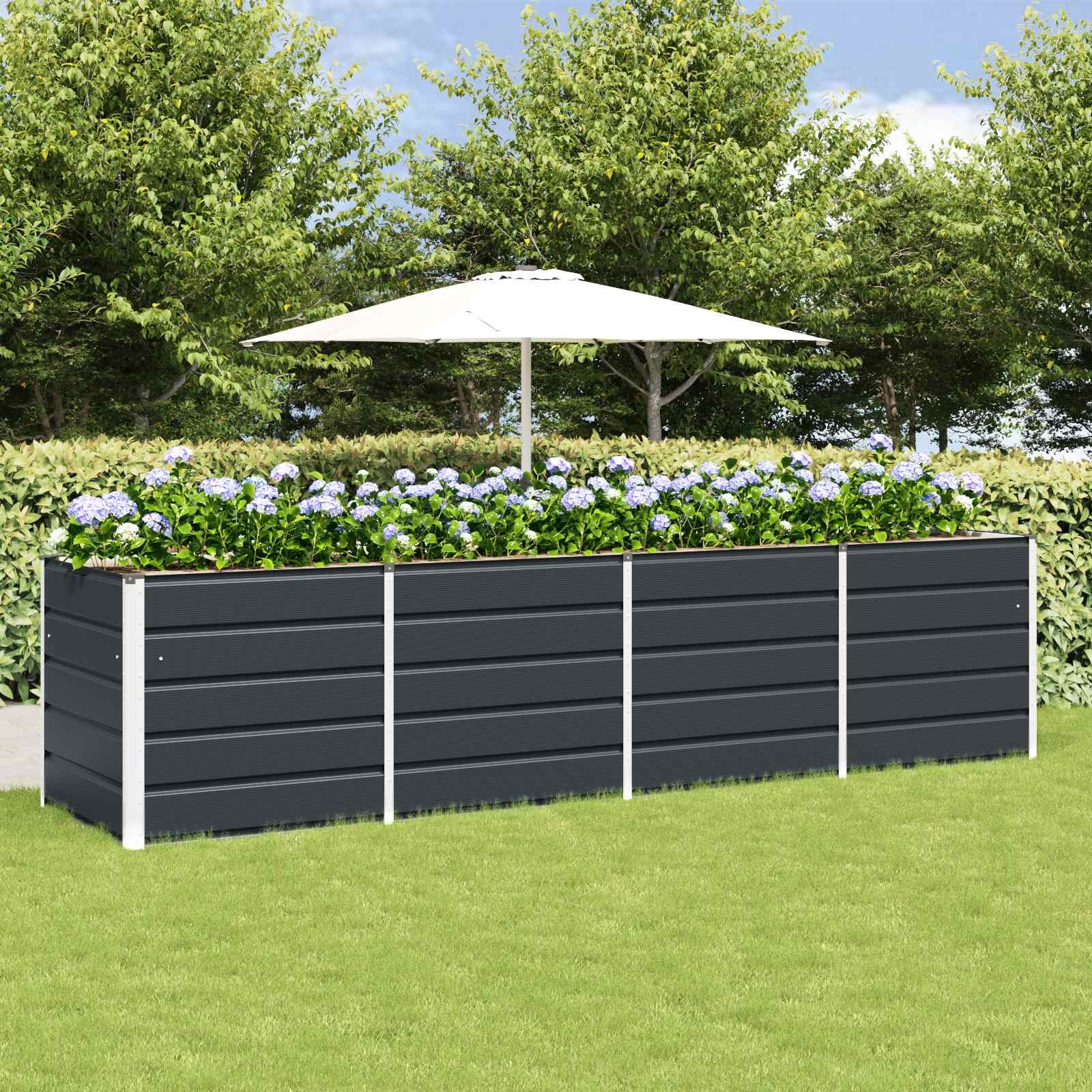 vidaXL Кашпа Антрацит 320 x 80 x 75 см Стомана