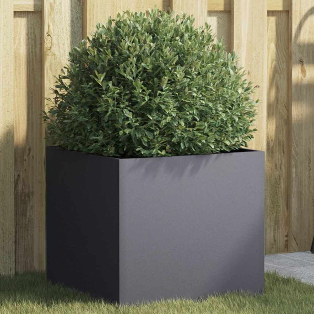 vidaXL Кашпа антрацит 42x40x39 см стомана