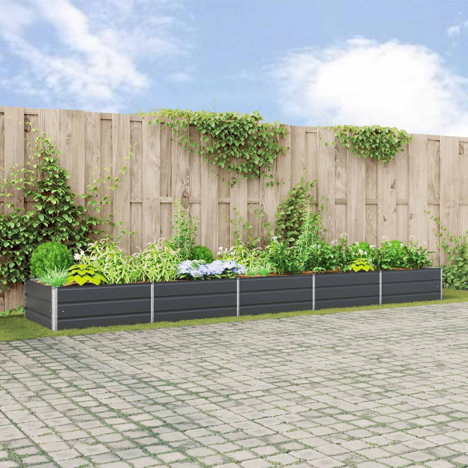 vidaXL Кашпа Антрацит 480 x 100 x 45 см Поцинкована стомана