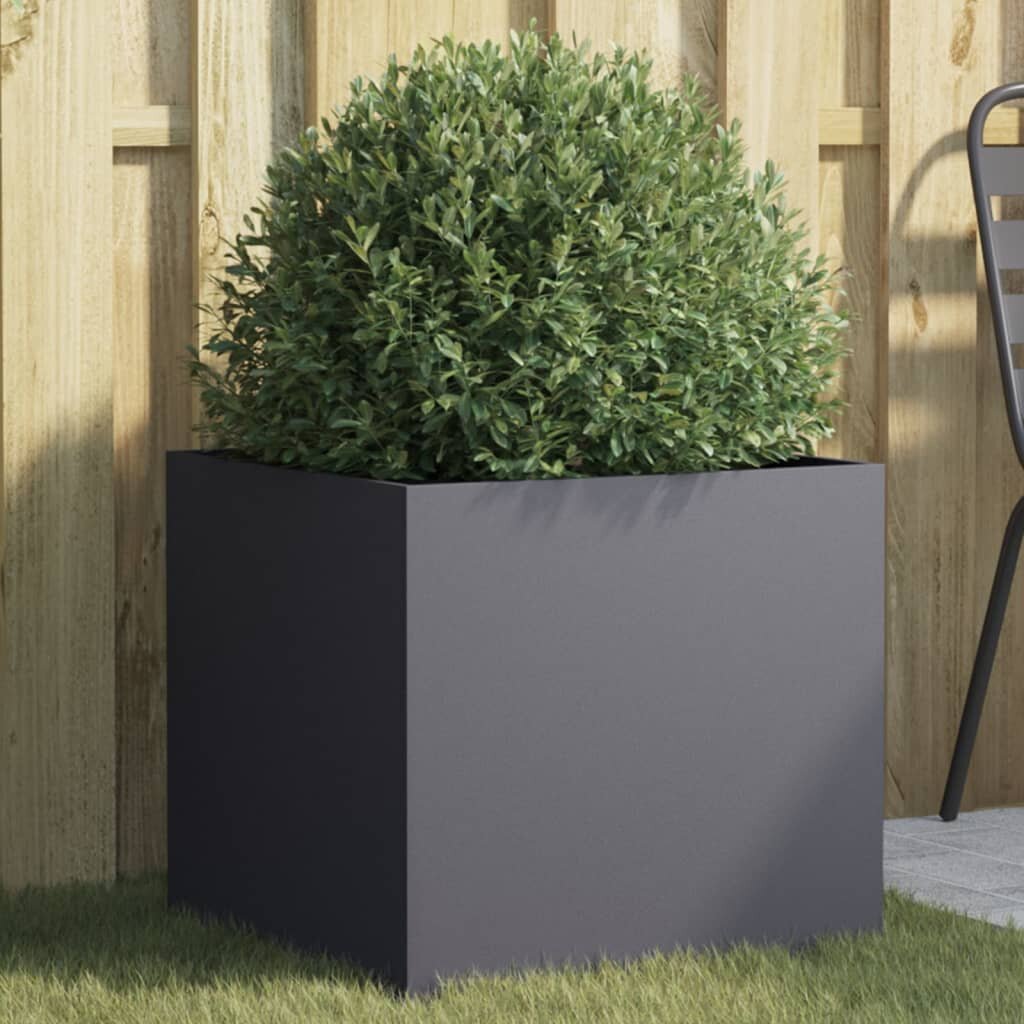 vidaXL Кашпа антрацит 49x47x46 см стомана
