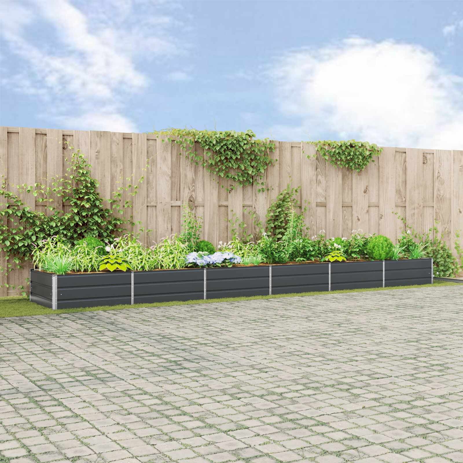 vidaXL Кашпа Антрацит 580 x 100 x 45 см Поцинкована стомана